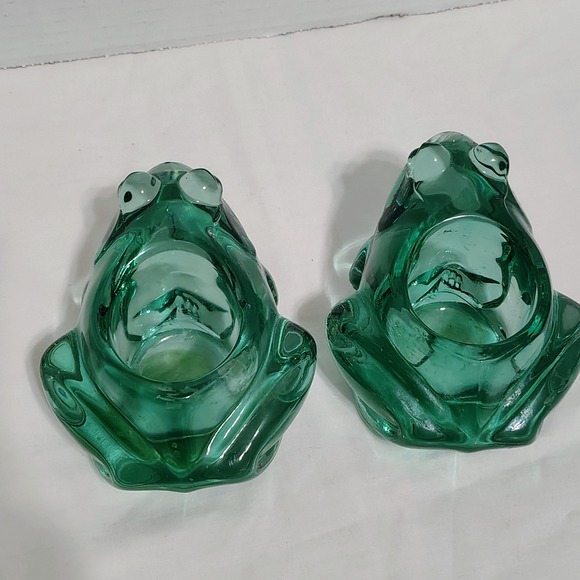 2 Emerald Green Glass Frog Votive Candle Holders Indiana Glass USA Firgurine - Picture 3 of 6